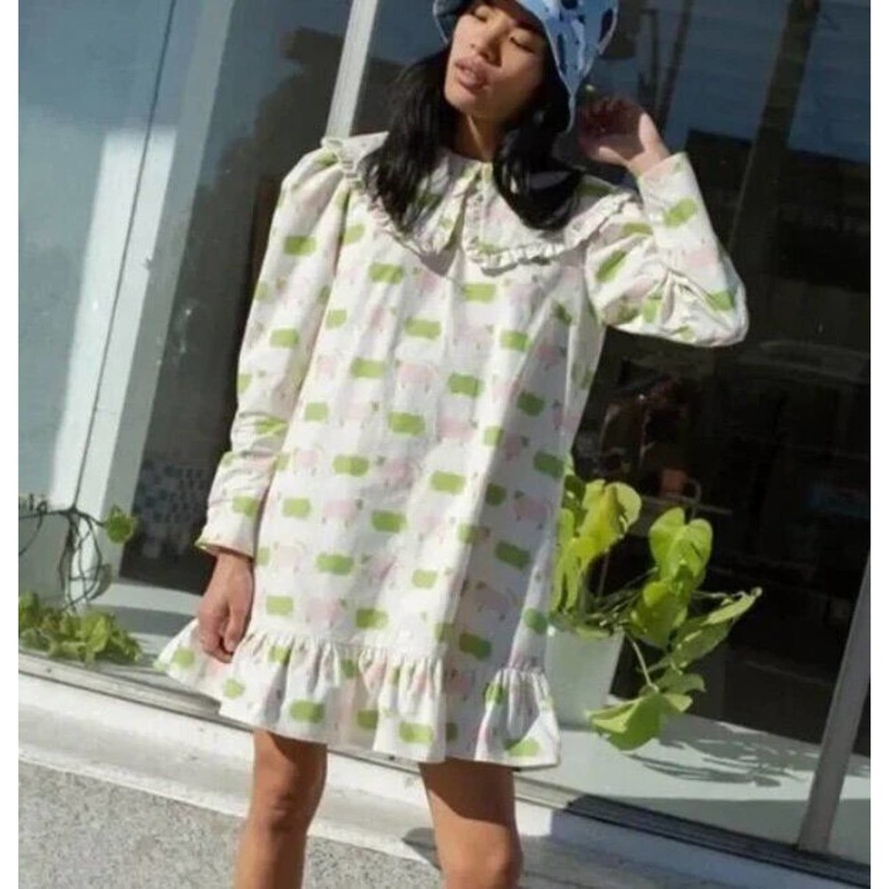 LISA SAYS GAH Sz L Large Counting Sheep Lamb Dress Diana Frock Mini